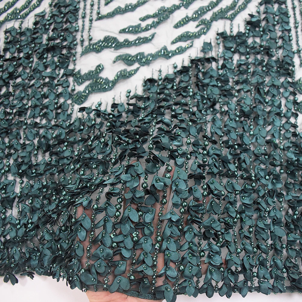 

dark green embroidery designs korea lace fabric for bride dress HY0696-8, As picture show