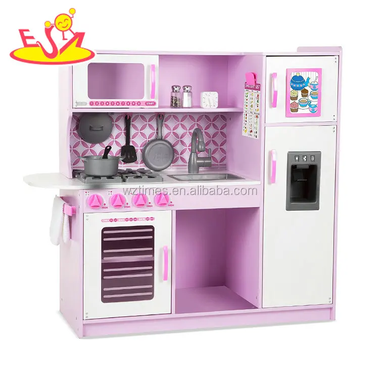 
2018 Hottest luxury wood material mini role play kitchen set funny kitchen toy set for kids W10C367 