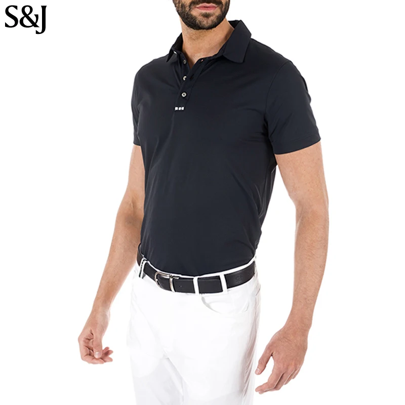 

Custom Blank Black Golf Man Polo T-Shirt With Short Sleeves