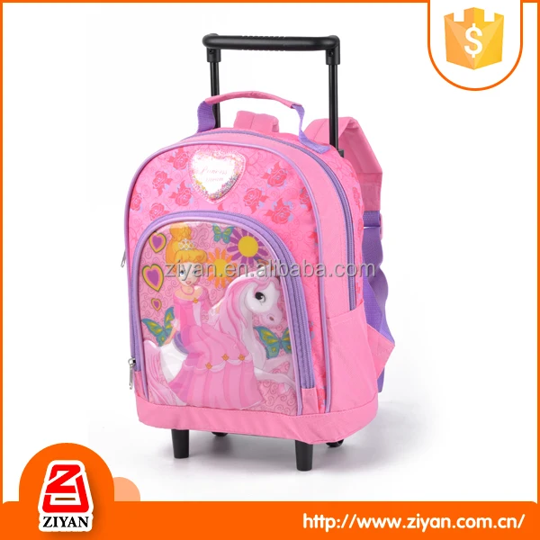 
2020 wholesale child cheap beautiful princess trolley school bag for girls 