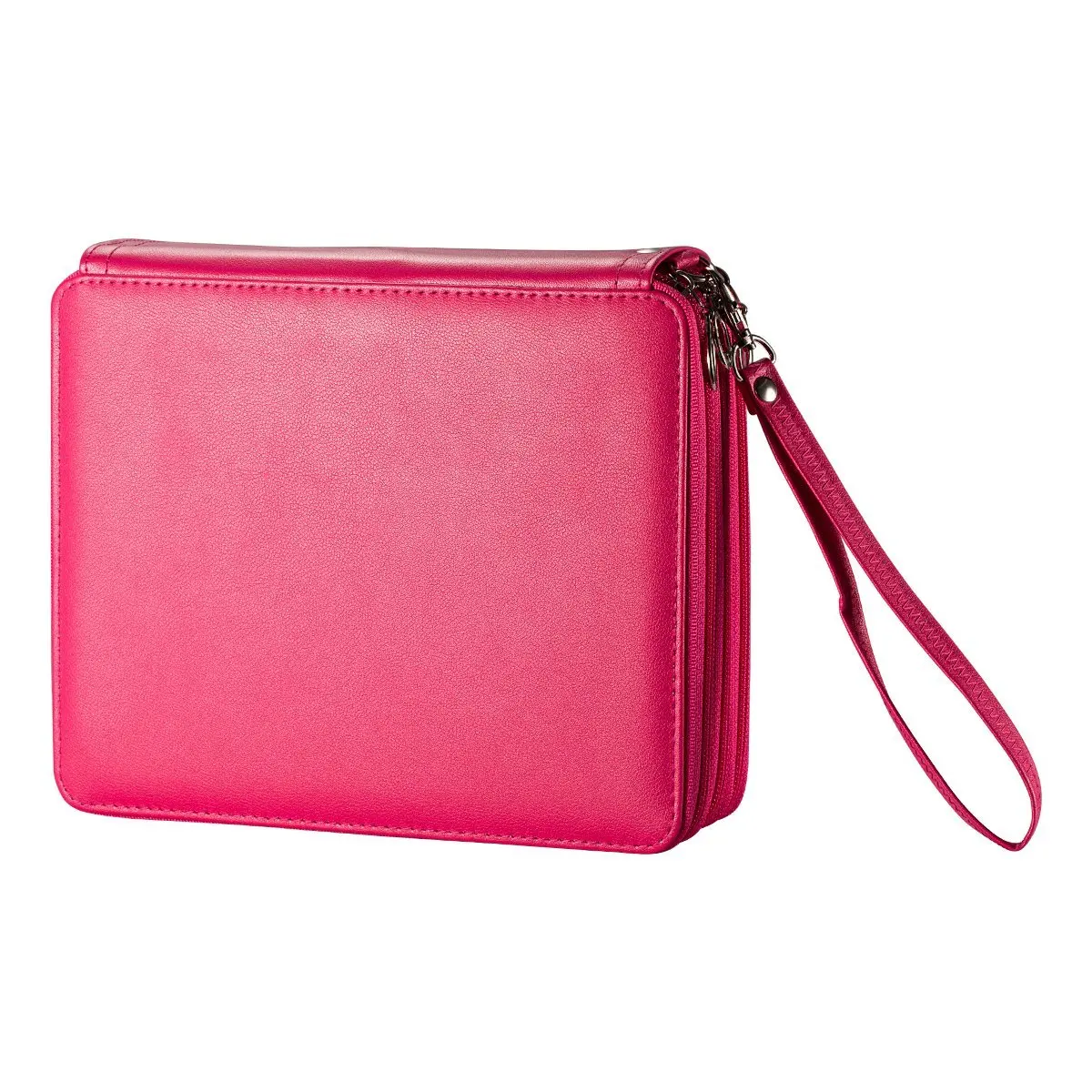 UTRO PU Leather Pencil Case Pencil Holder Large Capacity 127 Slots Multi-layer Pencil Pouch Pencil Bag Pencil Wrap Stationary Box Coloring Pencils Organizer Storage with Wrist Strap (Rose Red)