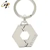 Cheap custom metal blank sliver engrave logo keyring made in China