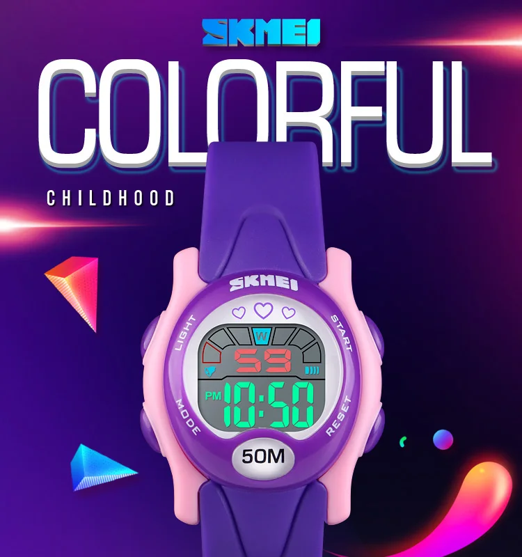 Skmei 1478 цифровые часы для девочек, детские наручные часы, спортивные силиконовые часы