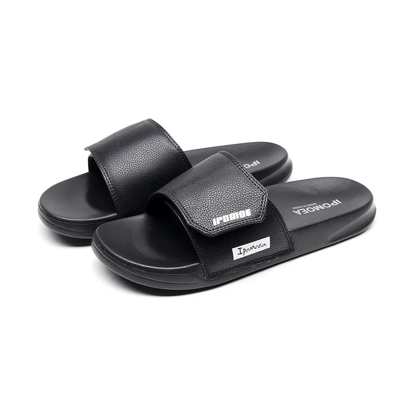 Greatshoe blank sandal slide,custom logo leather slide sandal slipper black slide sandal women