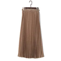 

Newest fashion design women solid chiffon pleated maxi skirts