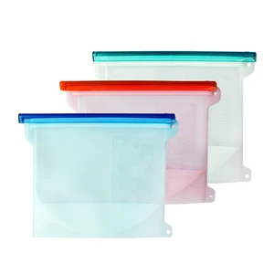 Image of reusable silicone snack bag waterproof silicone vacuum storage jelly bag good quality silicone fresh bag food