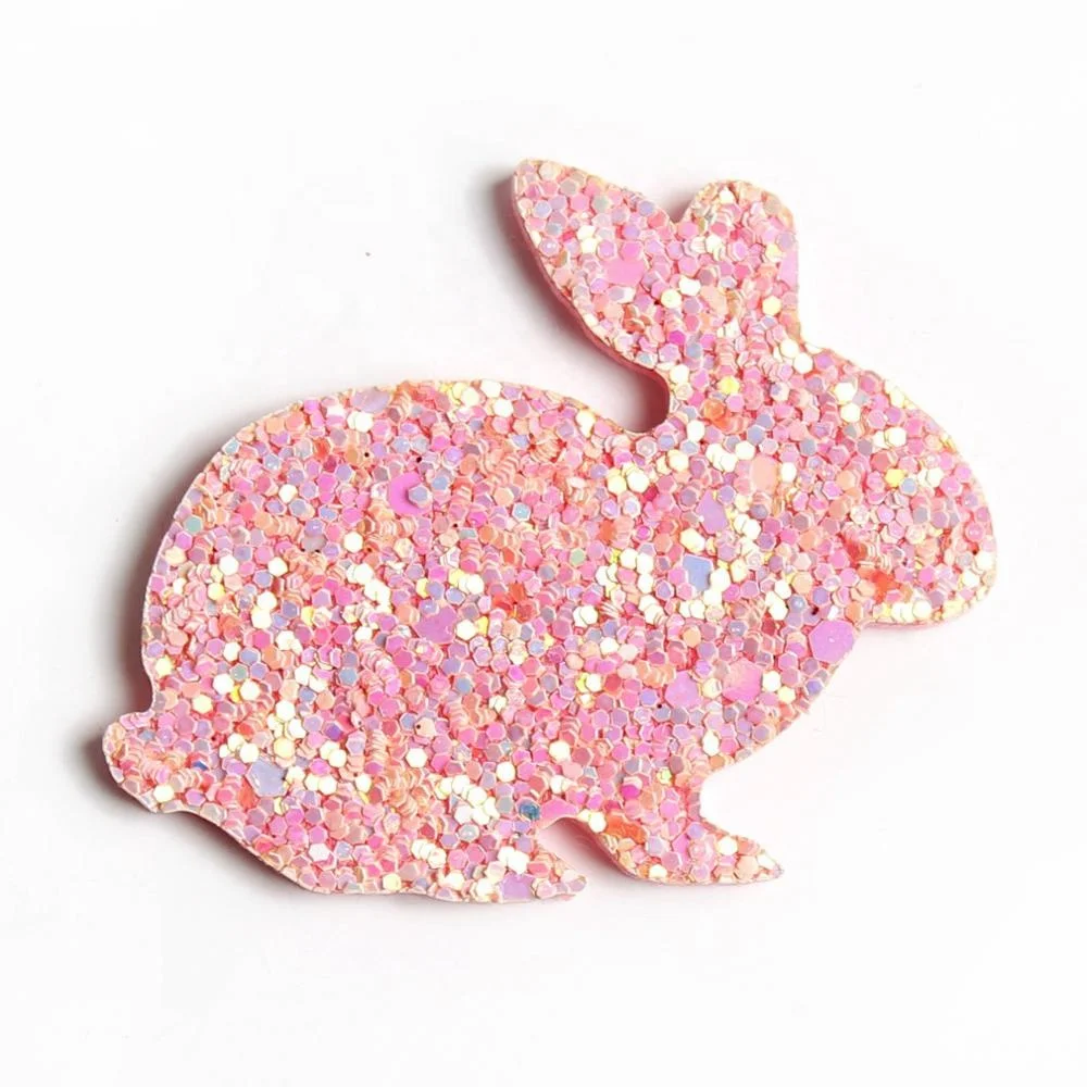 

2019 New Easter Rabbit Glitter Felt Fabric Padded Chic Bunny Pads DIY Hair Accessories For Kids Girls Headwear, 7 colors