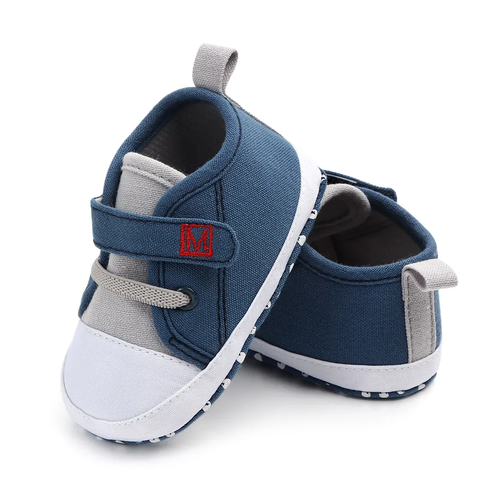 

Hook&loop sport toddler boy shoes cotton fabric baby shoes for boys, Blue/grey/beige