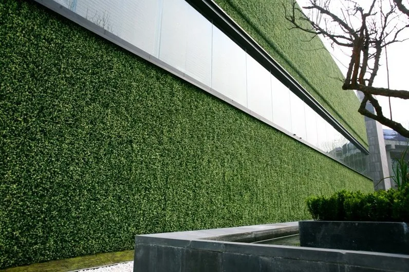 新鲜pe 材料防紫外线防水人造篱笆植物墙砖黄杨木叶树篱墙板