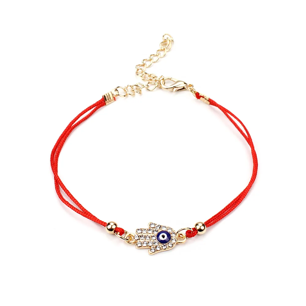

New Crystal Hamsa Evil Eye Bracelet Red String Braided Bracelet For Women