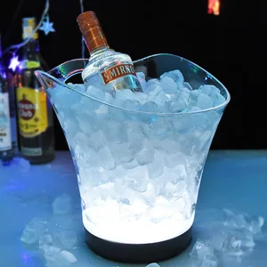 Image of new product spirit branded beer champagne wine ice bucket clear acrylic plastic with led light cooler tongs