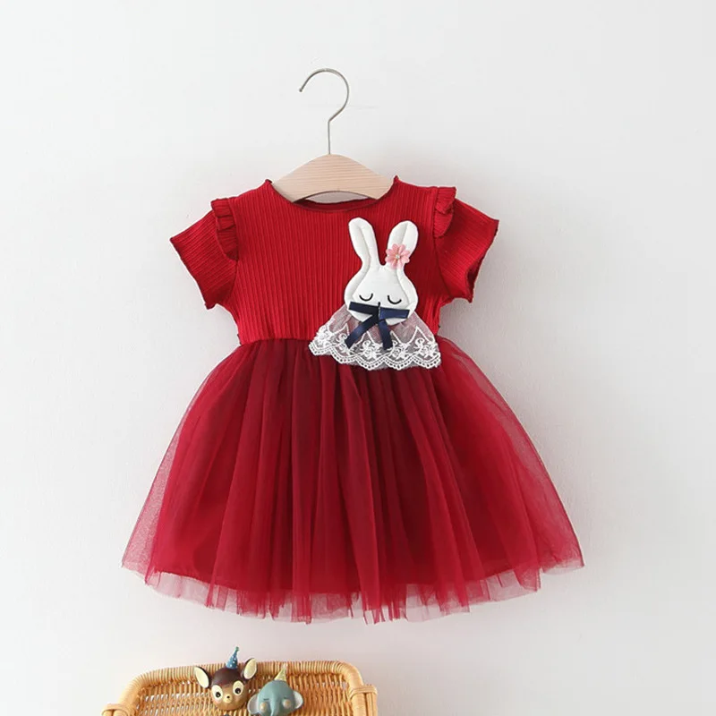 

2019 summer children clothing Korean girls cartoon rabbit tulle lace tutu dress new designs kids summer dresses, As picture