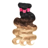 

Free Shipping Ombre Brazilian Hair Weave Bundles 1b/4/27# 3 Tone Hair Body Wave Human Hair Bundles
