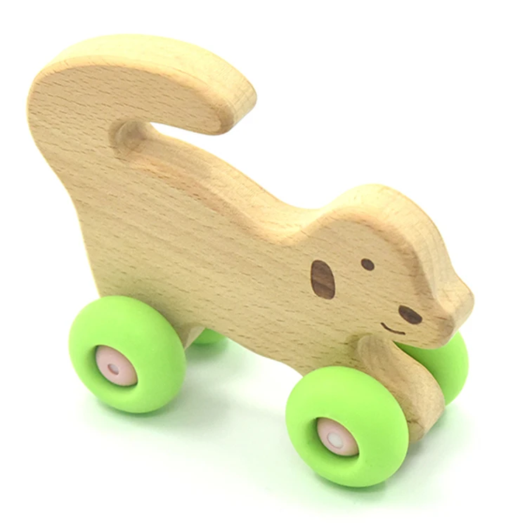
Mini Wood Animal Car Baby Wooden Baby teether Toys 
