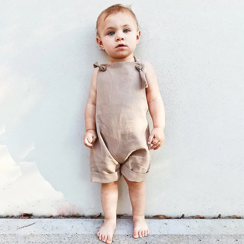 2019 Europe America new solid color infants strap shorts summer boys girls baby jumpsuit