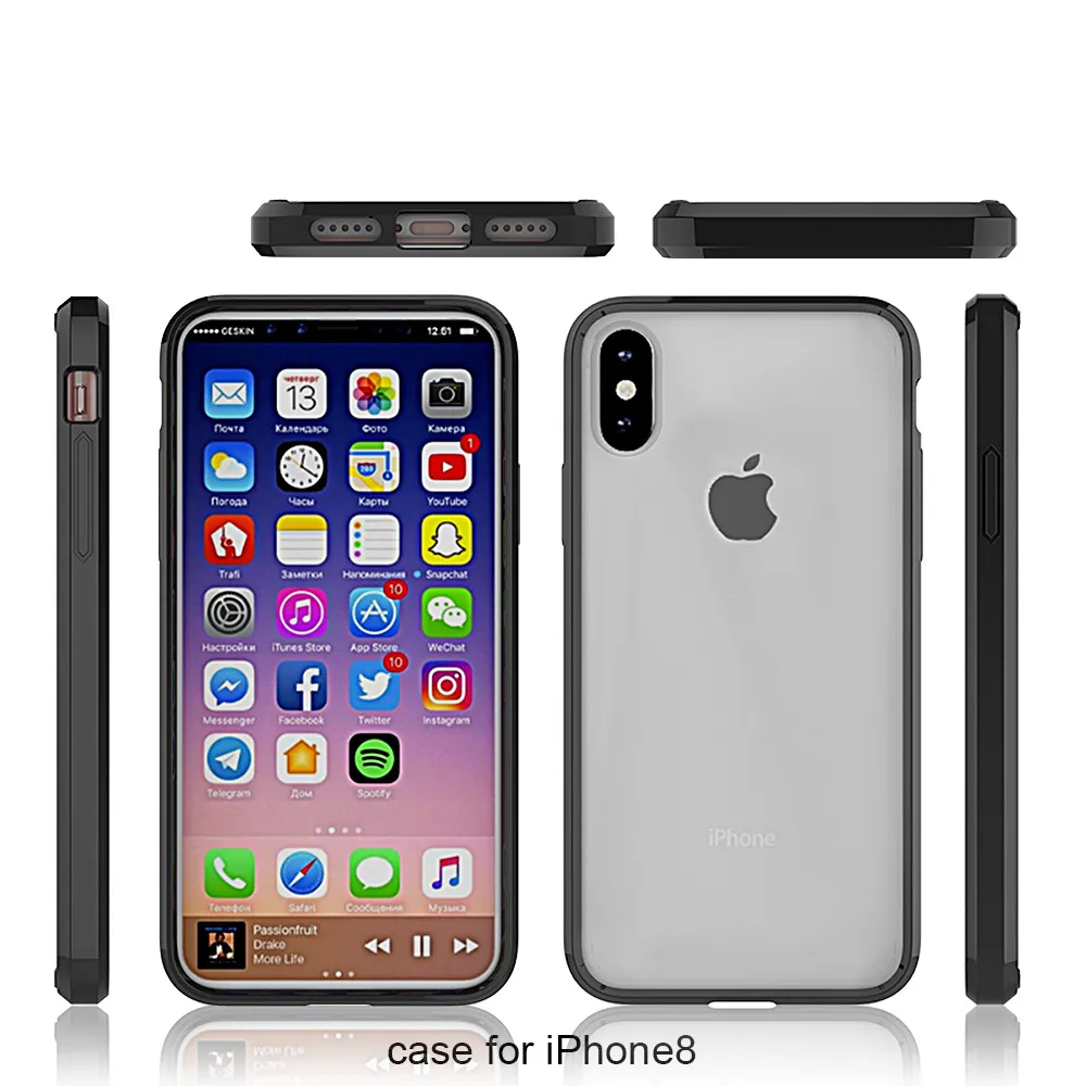 Last new color frame shockproof Acrylic TPU PC case for iphone X.for iphone 8 case