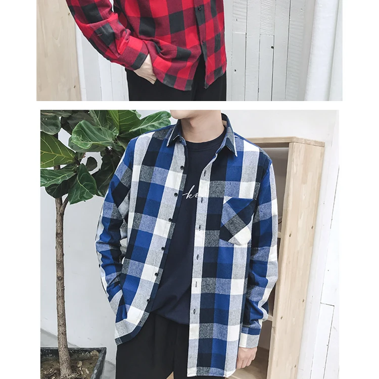 In stock service flannel men shirt with multiple colors plaid leisure shirt