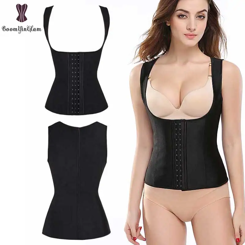 

sauna sweating women plus size underbust push up vest style steel boned latex corset