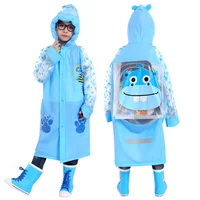 

Boy & Girl Students Raincoat Special For School Bag PVC Inflatable Brim Kids Cartoon Rainwear Poncho