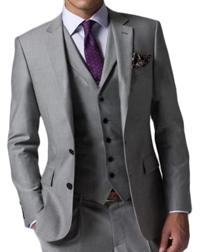 

Groomsmen Shawl Lapel Groom Tuxedos customized plus size Gray Men Suits Wedding Best Man Blazer (Jacket+Pants+Tie+Vest) MMA202