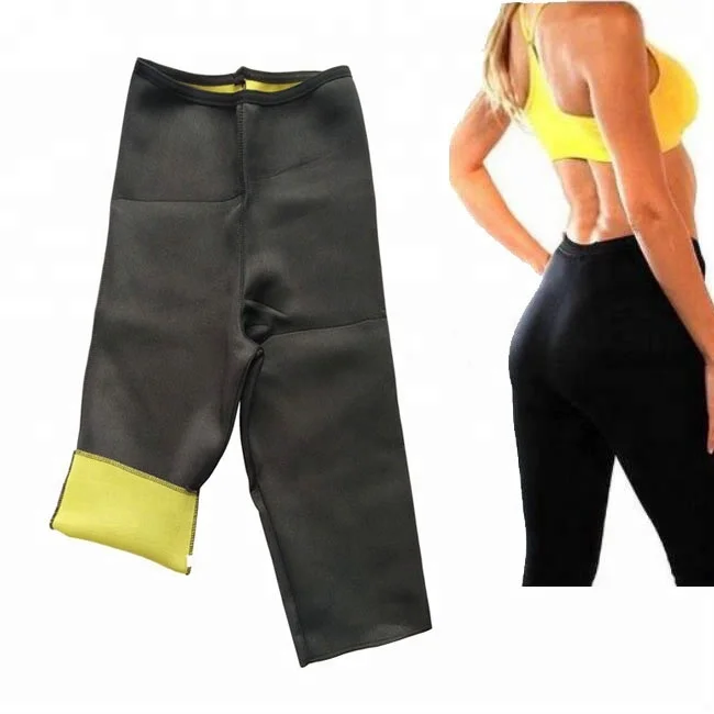 

customize unisex exercise workout shorts sweat pants neoprene slimming pants, Black+yellow