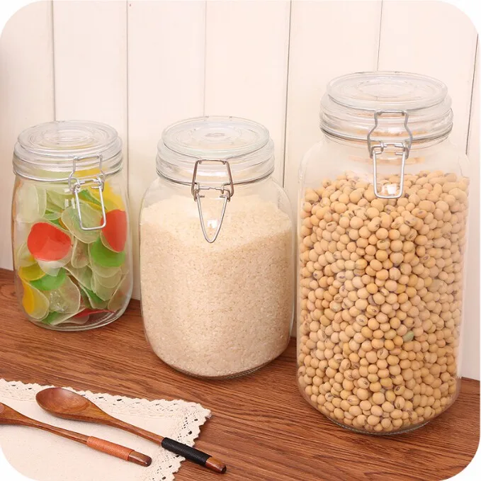 customized antique fancy glass jar with tight lid store food