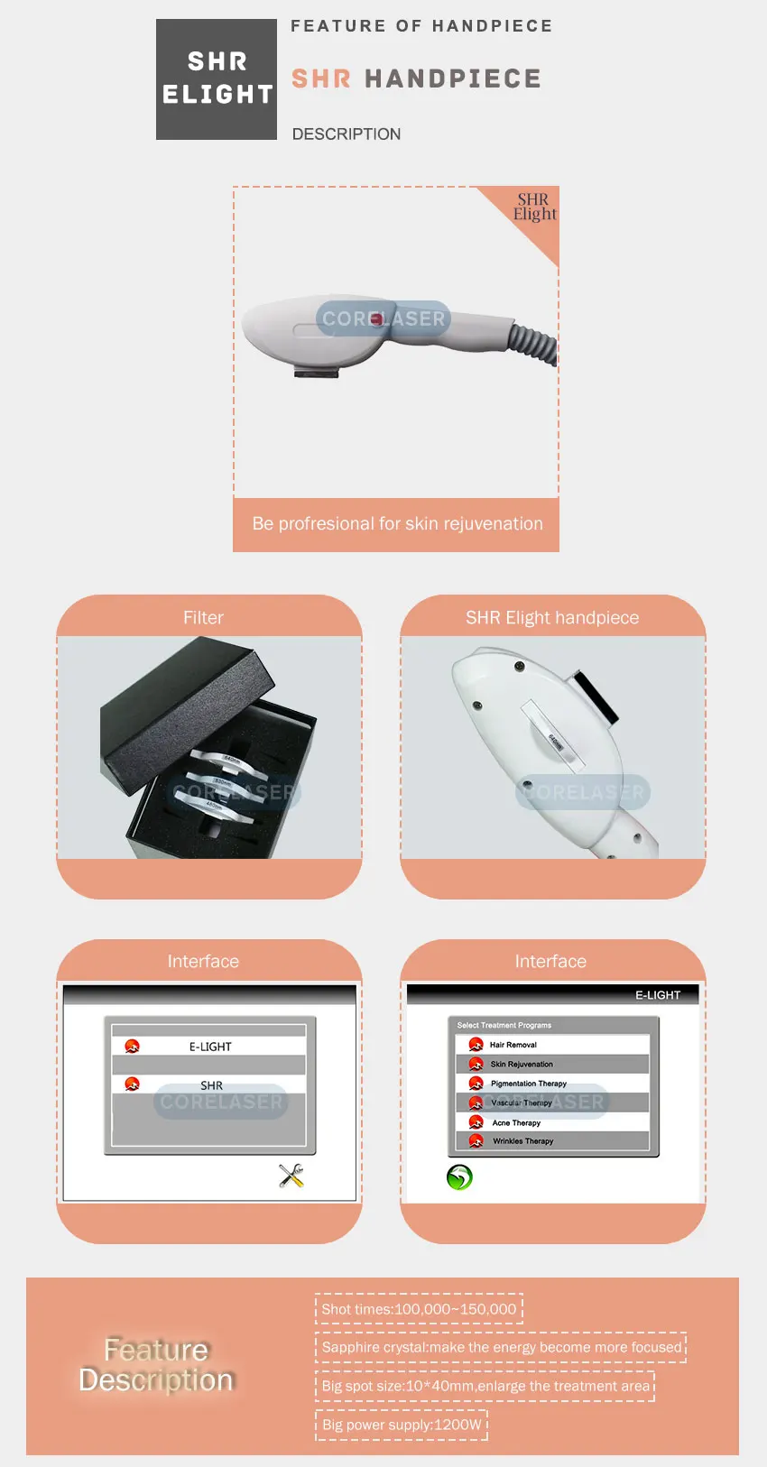 2020 SHR Elight IPL hair removal machine