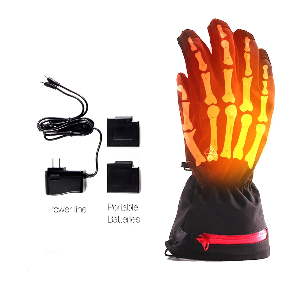 

7.4V Battery Power Rechargeable Electric Heated Gloves for Motorcycle and Ski, Black