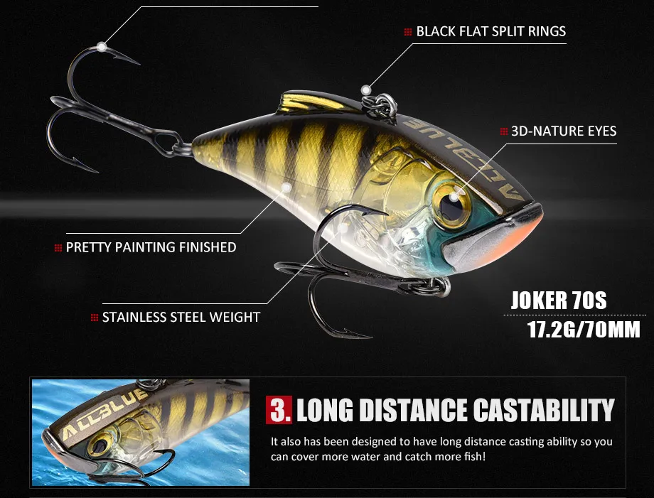 Allblue Joker 70s Sinking Lipless Crankbaits Hard Artificial Winter