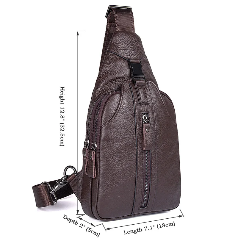 

4007C Men's Leather Casual Cross Body Sling Bag Chest Pack Camping Hiking Shoulder Bags
