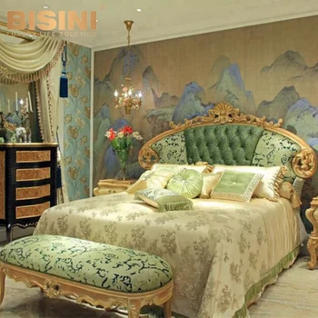 Bisini Luxury European Style Golden Hand Carved Royal Wooden King Bisini Luxury European Style Golden Hand Carved Royal Wooden King Size Bed Design Bf07