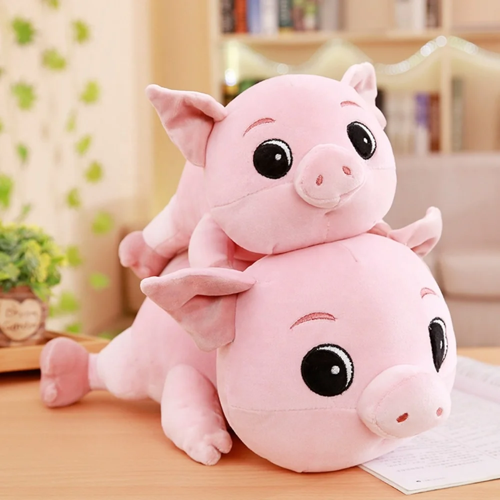custom cartoon stuffed animal plush pink pig hugging toy