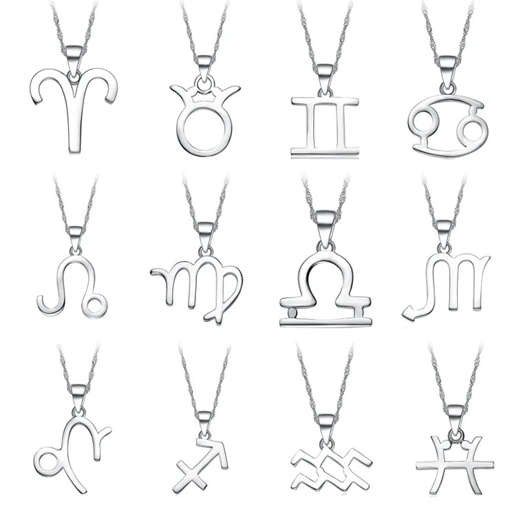 

High Quality Silver Plated 12 Horoscope Zodiac Pendant 925 Sterling Silver Zodiac Necklace