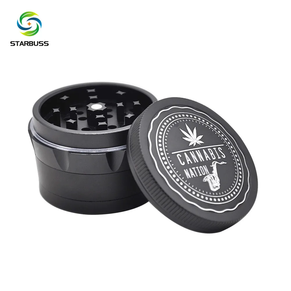 

Drum Shape Design 4 Pieces Tobacco Grinder Weed Herbal Grinder Customize Logo, Black/gold/silver