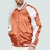 trendy brand clothing striped rib trim contrast raglan pocket sleeve custom satin varsity jackets