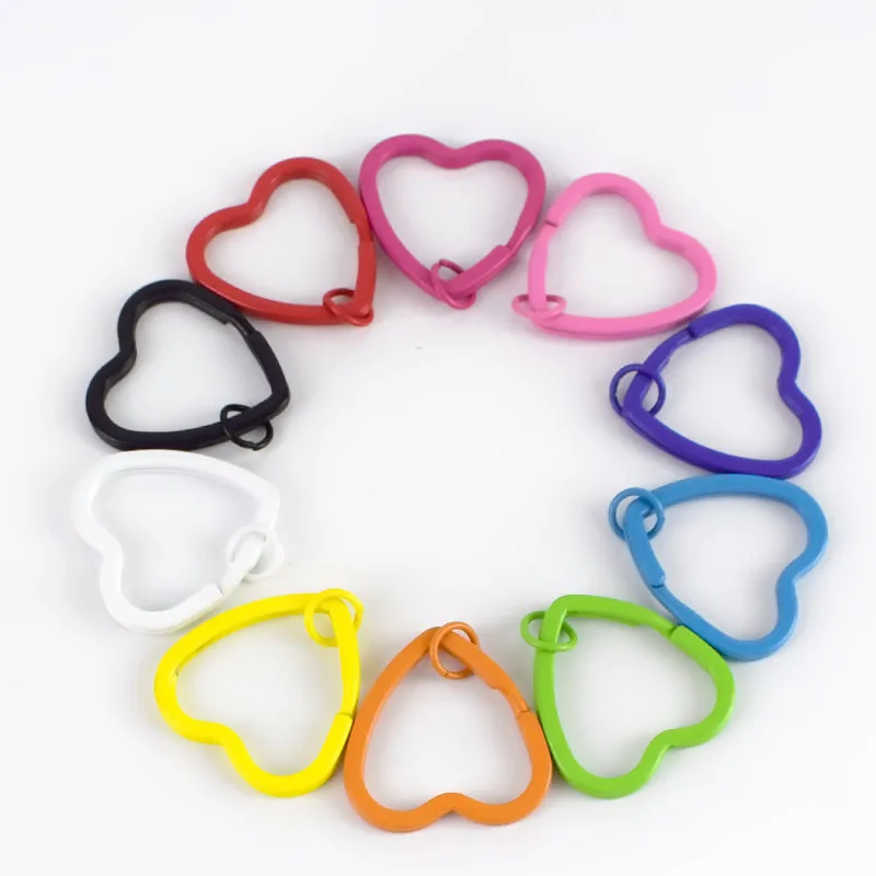 

MeeTee BF204 Alloy Buckles DIY Accessories Snap Clip Heart Shaped Key Rings, Colorful