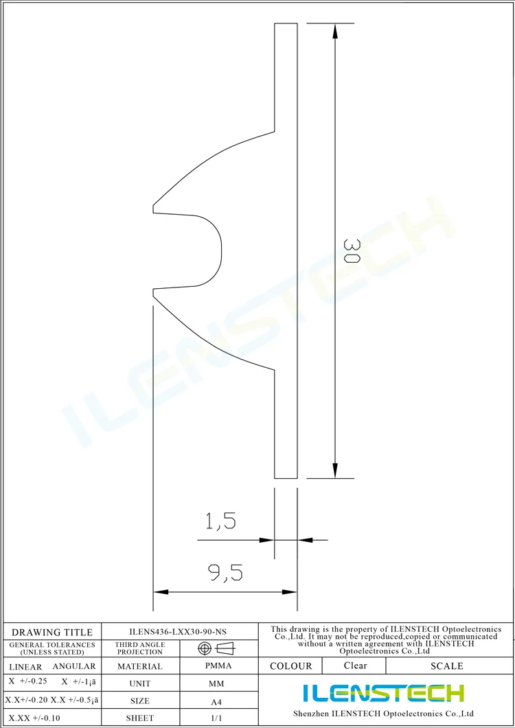 Plastic linear profile optical lenses / smd led lens 2835 3030 for wholesale
