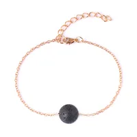 

Best yoga gift Essential oil diffuser 10mm lava volcanic stone bracelet with rose gold chain