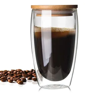 Image of 350ml heat resistant coffee glass,borosilicate glass cup double wall glass cup