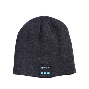 Wireless Dark Grey Beanie Hat Built Microphone