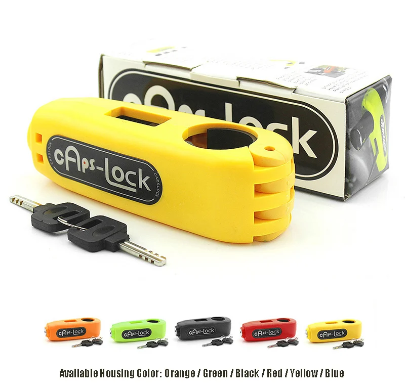 
Motorcycle brake lever disc lock set orange,green,yellow,red,black and blue. 