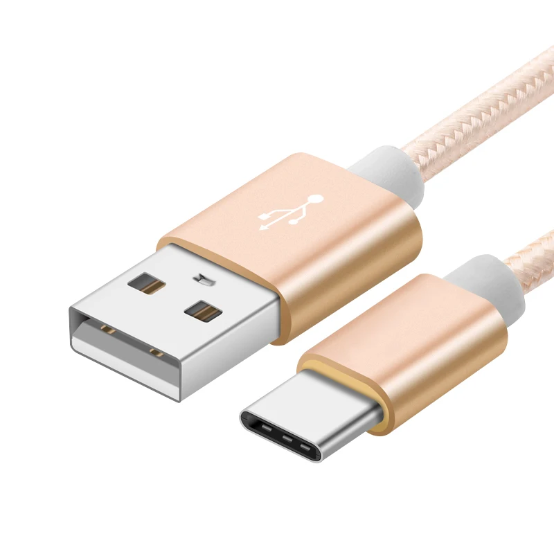 Mobile Phone fast charging data transferring usb type c cable Nylon Braided data cable for samsung galaxy S8