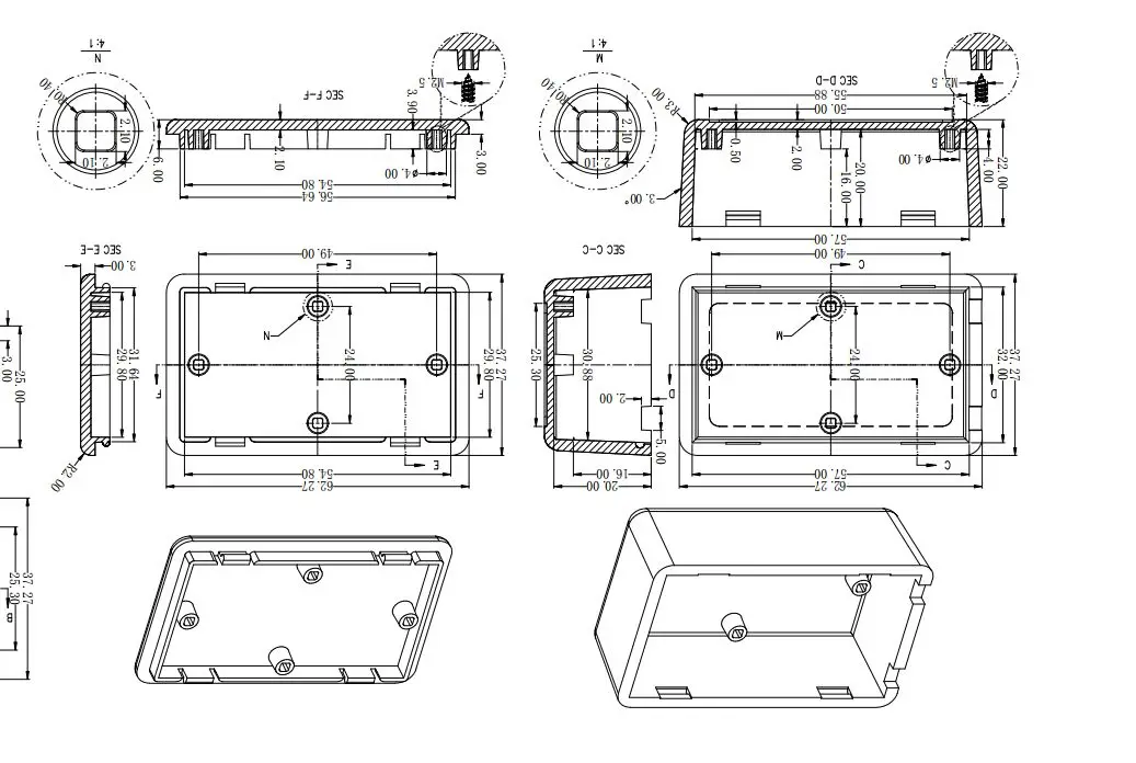 62*37*25 white ABS medical enclosure BMD 60014 plastic casing box