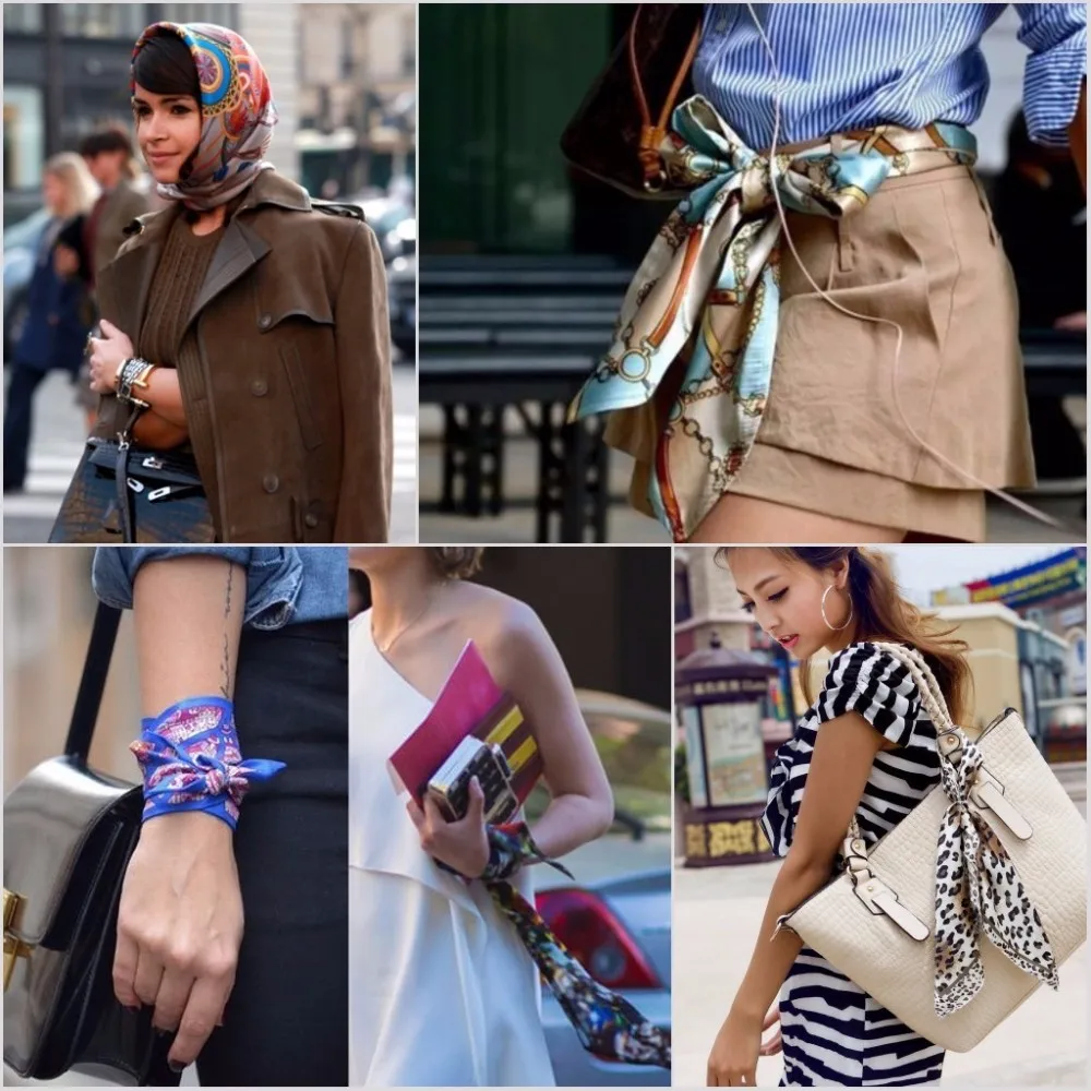 Aisa Floral Pattern Brand Name Logo Print Chinese Indian Silk Scarf