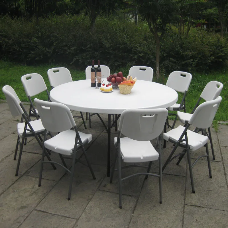 5 Feet Outdoor And Indoor Plastic Top Round Table And Chair Set Buy 5