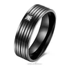 Gun Black Lined Zirconium Ring with Zirconium Stone