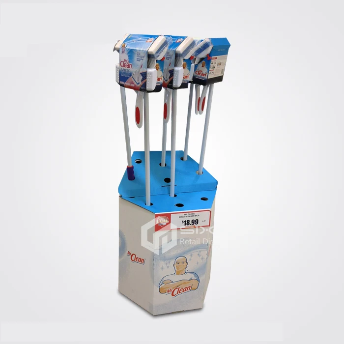 Customized Promotional Exhibition Floor Cardboard Broom Display Rack