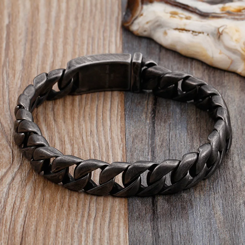 KALEN 316L Stainless Steel Brushed Link Chain Bracelets For Men 230*13mm