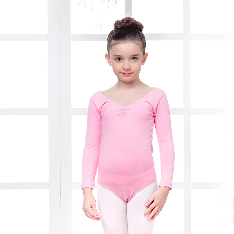 

CL00150 Child Practice Black Long Sleeved Cotton Lycra ballet leotard for girls, Various