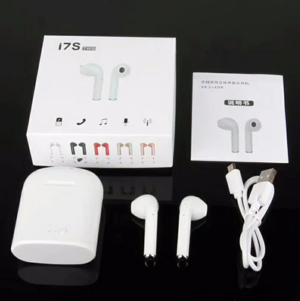 

mini in ear TWS i7s earphone wireless blue tooth earbuds stereo headset for iphone with MIC, Black/pink/red/silver/white